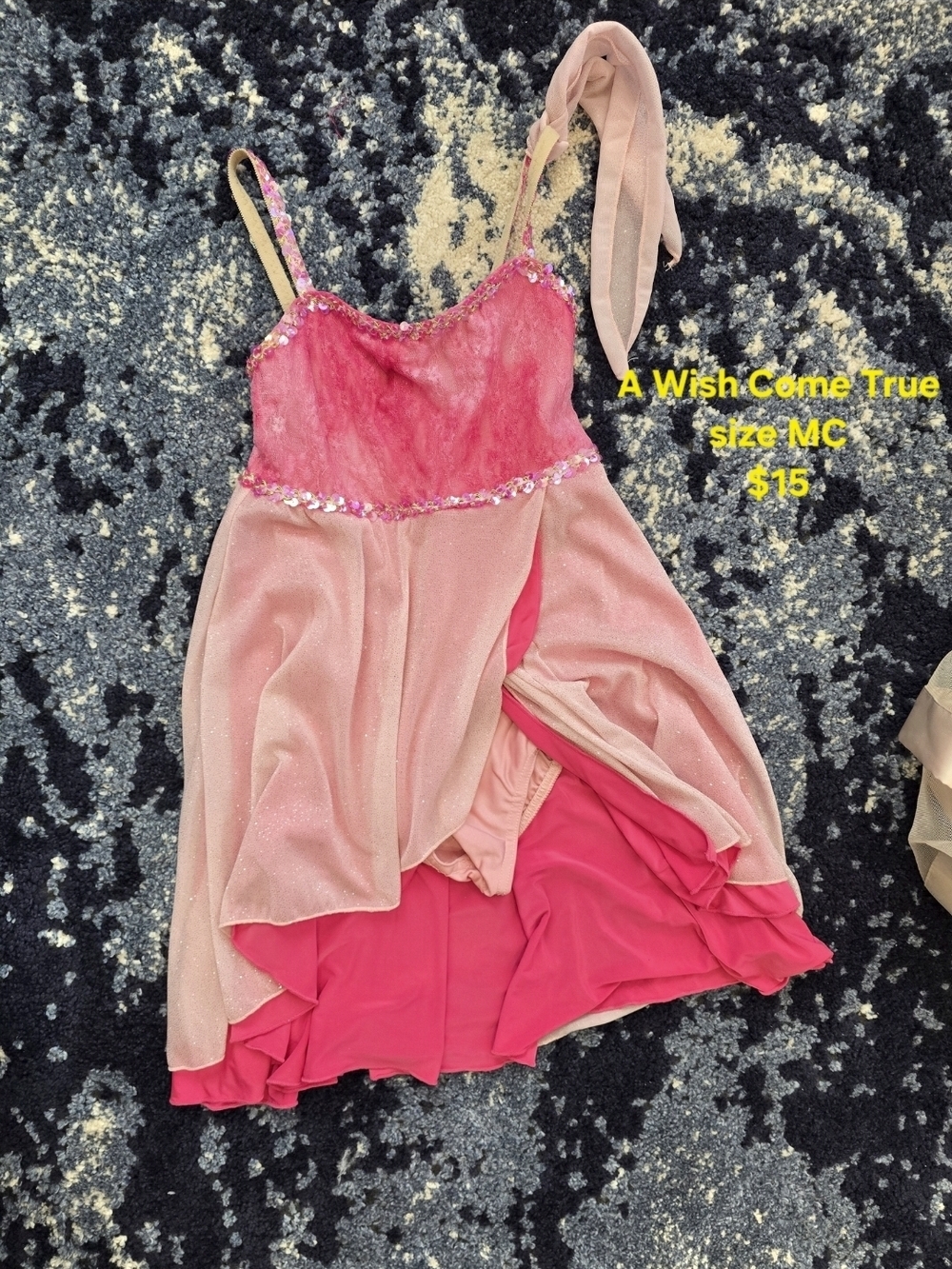Pink Layered Sequin Trim Dance Dress